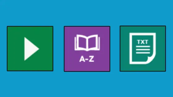 Play, dictionary and text symbols