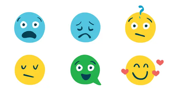 Illustration of different faces with different emotions